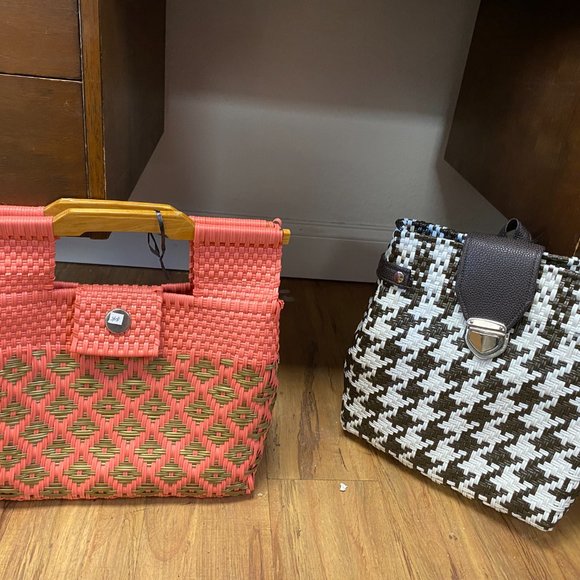 Hand Woven Plastic Chord Bags Totes Purses - Picture 8 of 8